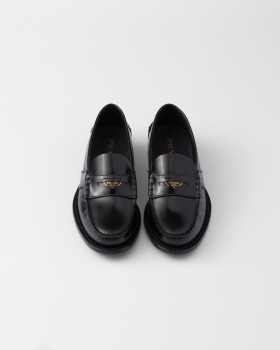 Prada Brushed Leather Loafers Black