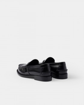 Prada Brushed Leather Loafers Black
