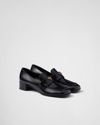 Prada Brushed Leather Loafers Black