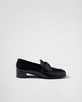 Prada Brushed Leather Loafers Black