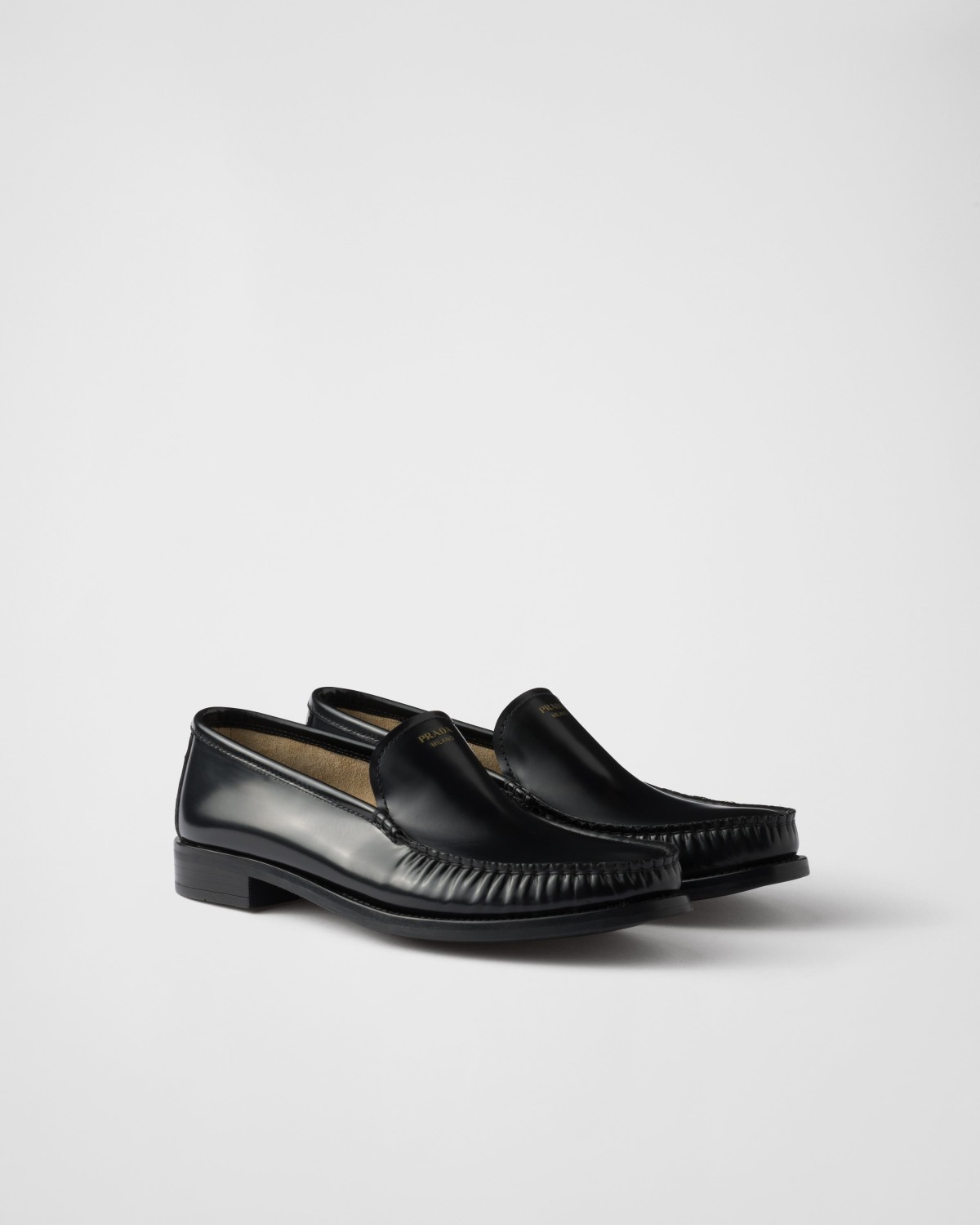 Prada Brushed Leather Loafers Black