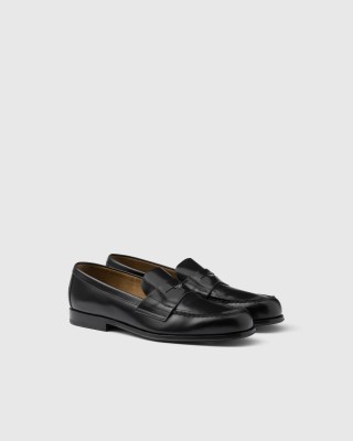 Prada Brushed Leather Loafers Black