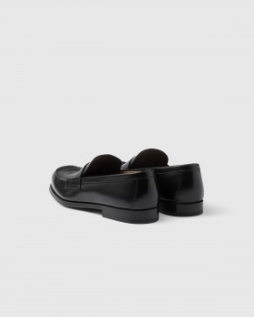 Prada Brushed Leather Loafers Black