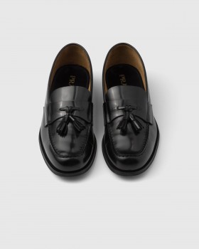 Prada Brushed Leather Loafers Black