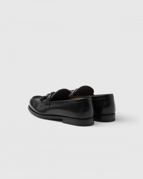 Prada Brushed Leather Loafers Black