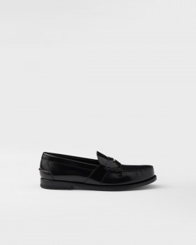 Prada Brushed Leather Loafers Black