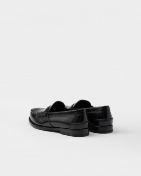 Prada Brushed Leather Loafers Black