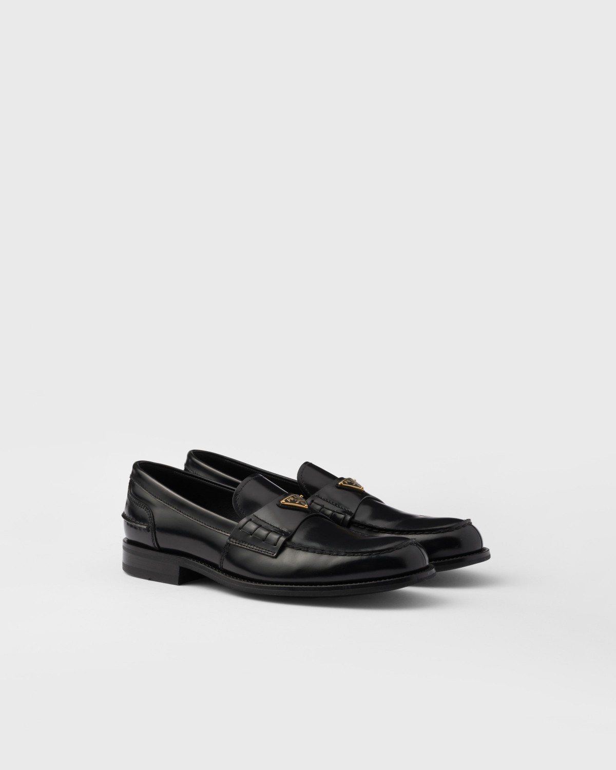 Prada Brushed Leather Loafers Black