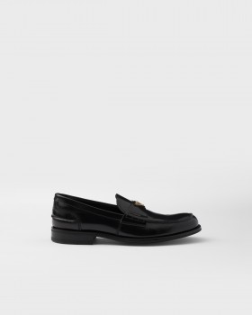 Prada Brushed Leather Loafers Black