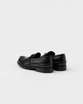Prada Brushed Leather Loafers Black