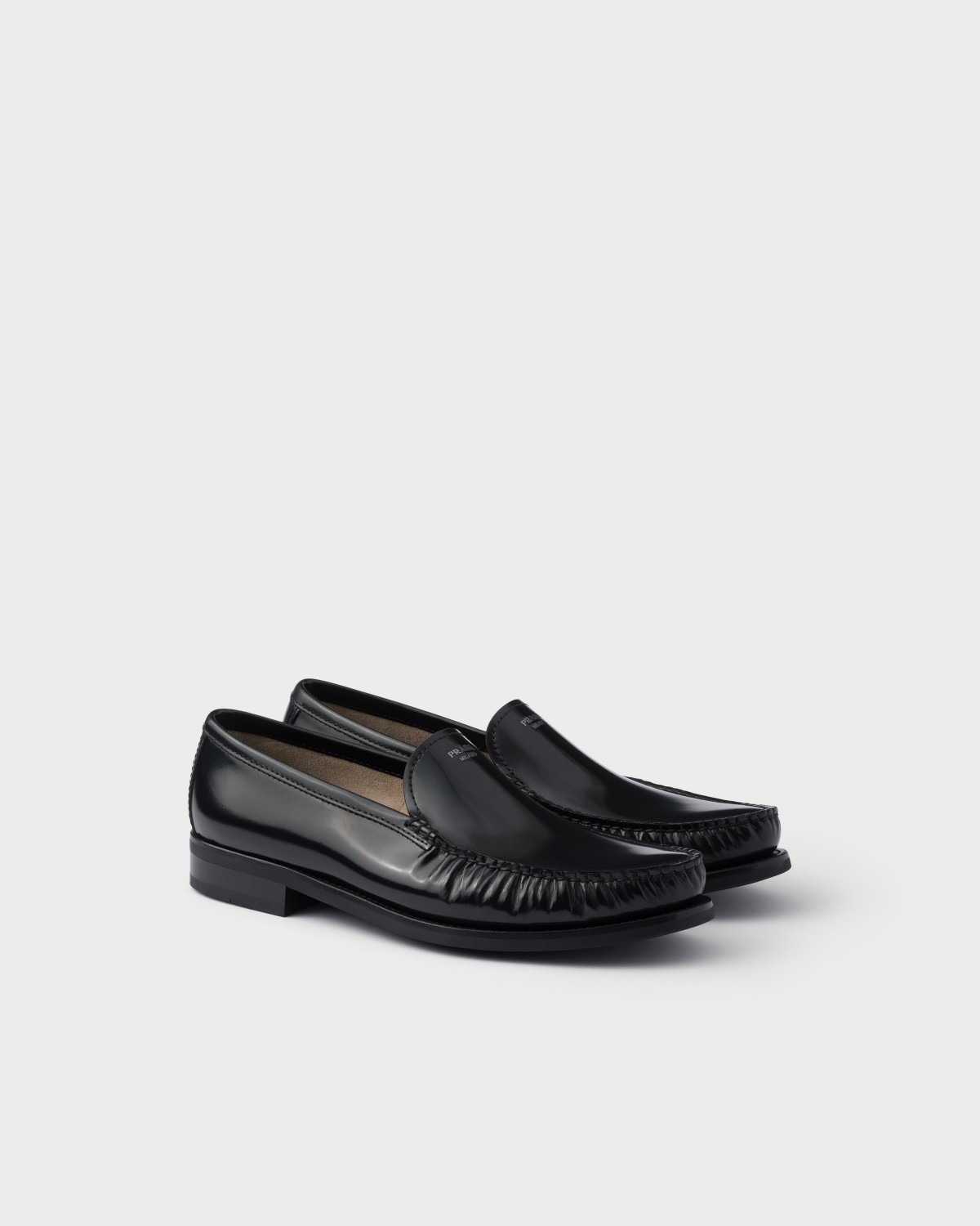 Prada Brushed Leather Loafers Black