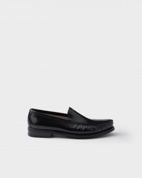 Prada Brushed Leather Loafers Black