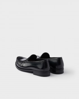 Prada Brushed Leather Loafers Black
