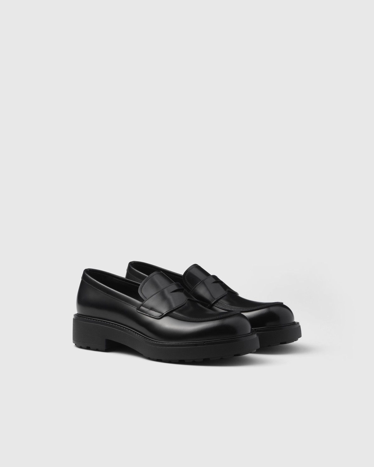 Prada Brushed Leather Loafers Black