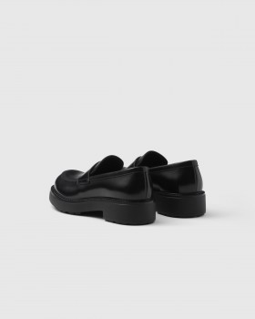 Prada Brushed Leather Loafers Black