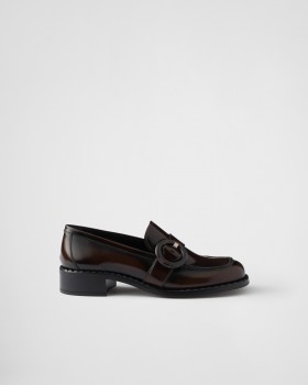 Prada Brushed Leather Loafers Sienna