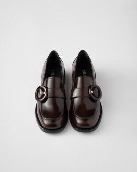 Prada Brushed Leather Loafers Sienna