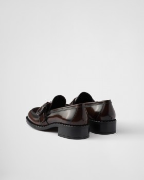 Prada Brushed Leather Loafers Sienna