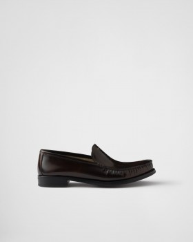 Prada Brushed Leather Loafers Sienna