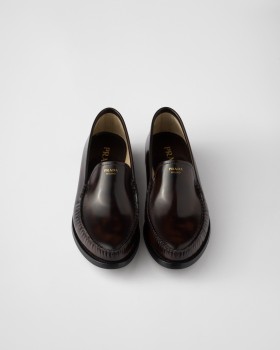 Prada Brushed Leather Loafers Sienna