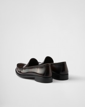 Prada Brushed Leather Loafers Sienna