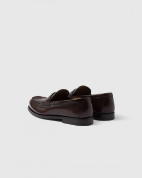 Prada Brushed Leather Loafers Sienna