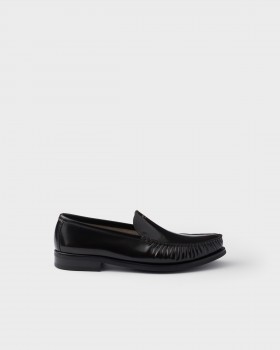 Prada Brushed Leather Loafers Sienna