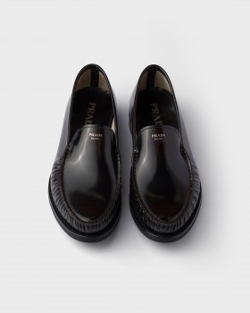 Prada Brushed Leather Loafers Sienna