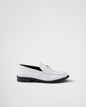 Prada Brushed Leather Loafers White