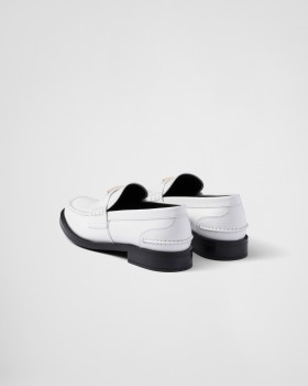 Prada Brushed Leather Loafers White