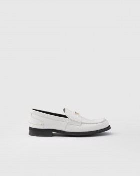 Prada Brushed Leather Loafers White