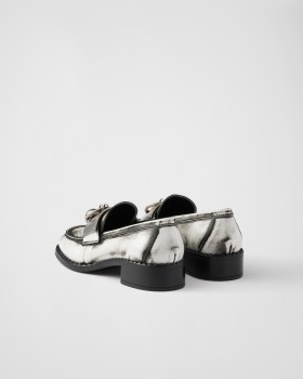 Prada Brushed Leather Loafers With Metal Details White