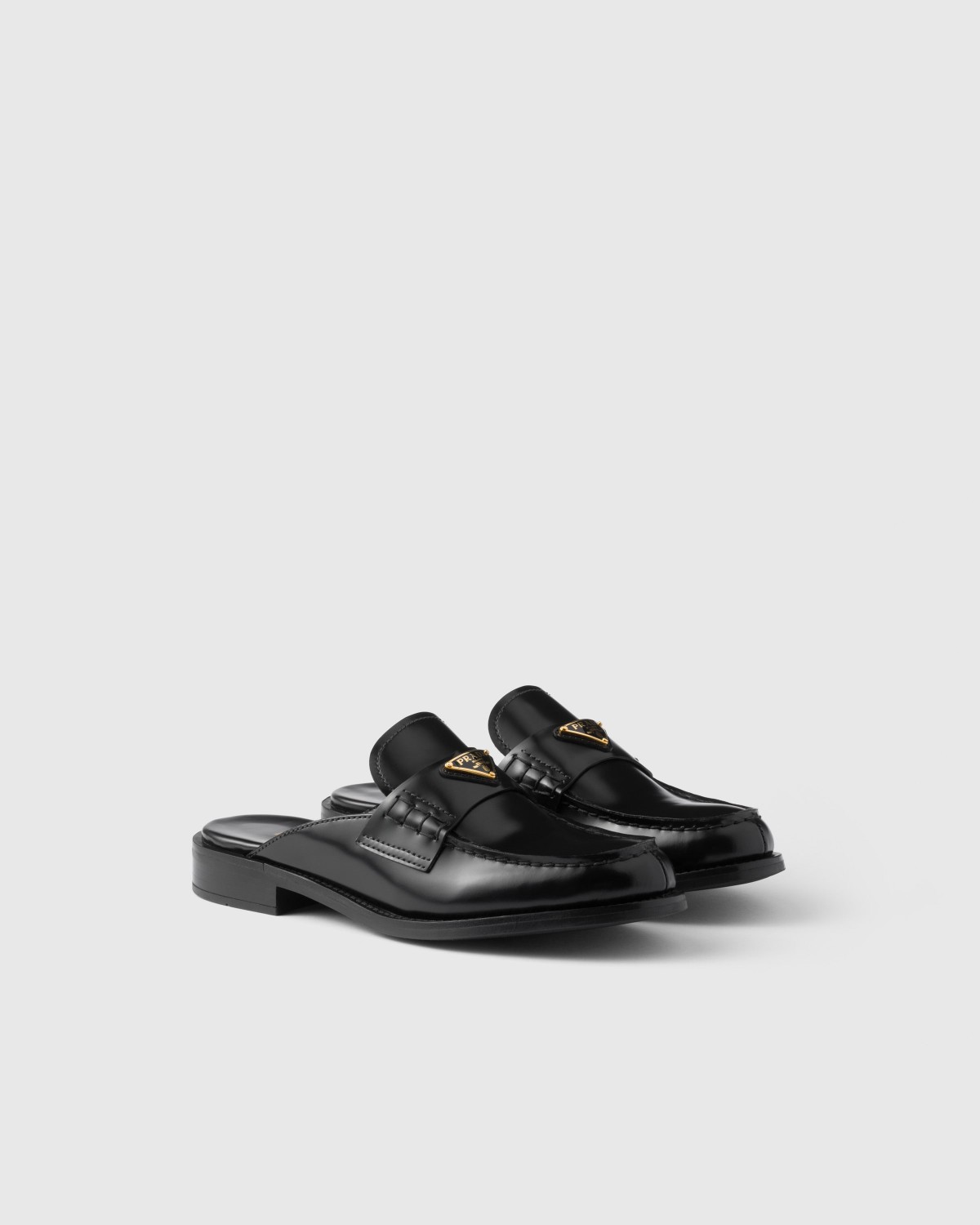 Prada Brushed Leather Mules Black