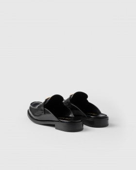 Prada Brushed Leather Mules Black