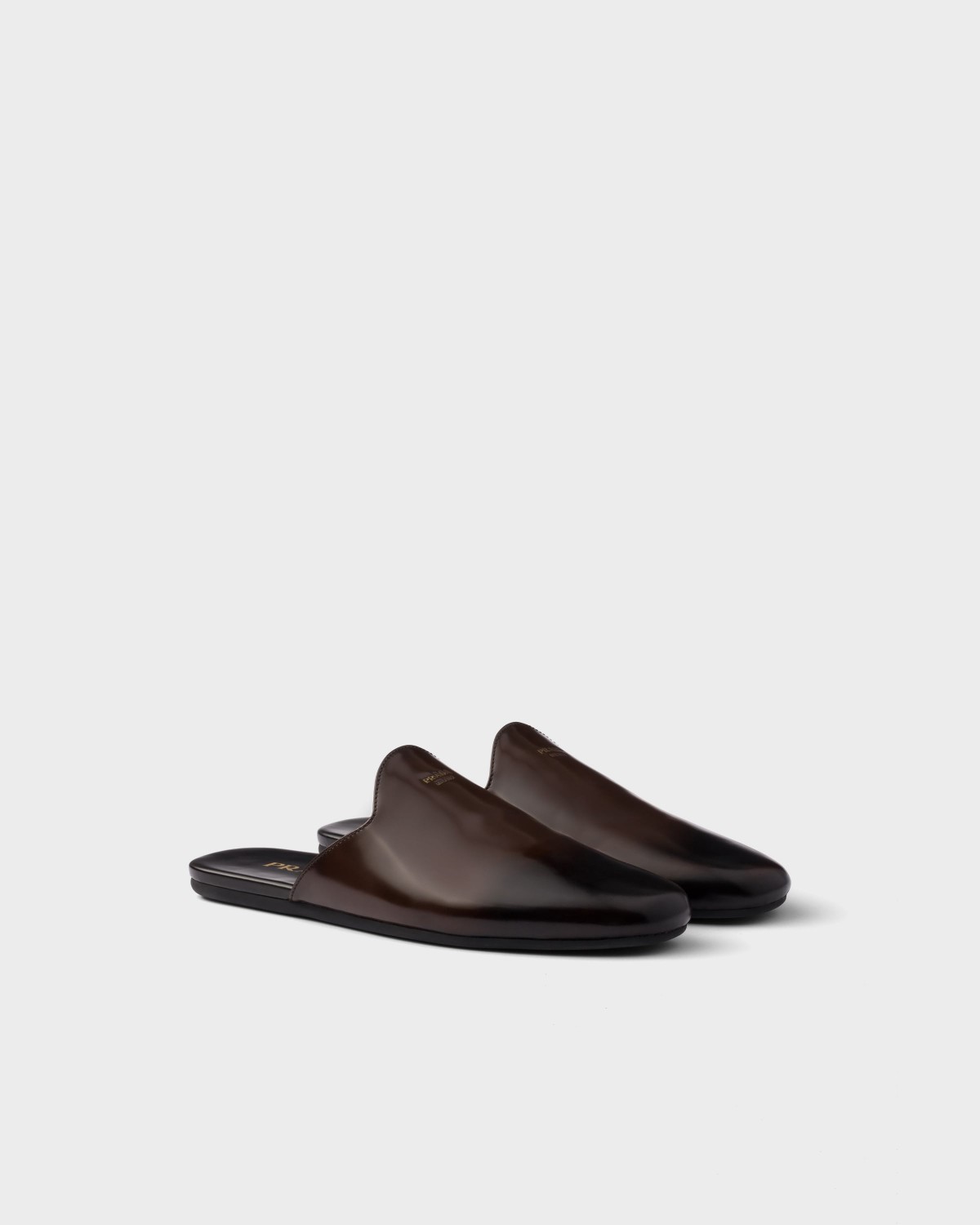 Prada Brushed Leather Mules Sienna