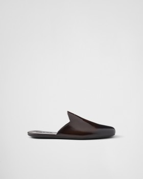 Prada Brushed Leather Mules Sienna