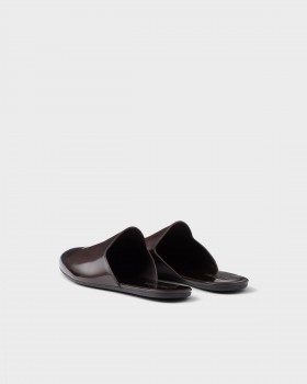 Prada Brushed Leather Mules Sienna