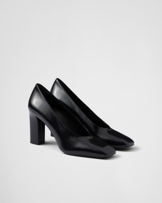 Prada Brushed Leather Pumps Black