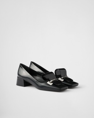 Prada Brushed Leather Pumps Black