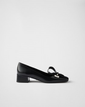 Prada Brushed Leather Pumps Black