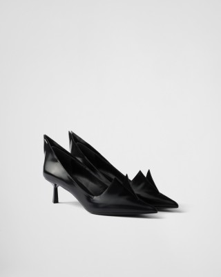 Prada Brushed Leather Pumps Black