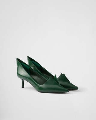 Prada Brushed Leather Pumps Fir Green