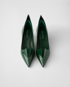 Prada Brushed Leather Pumps Fir Green