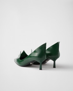 Prada Brushed Leather Pumps Fir Green