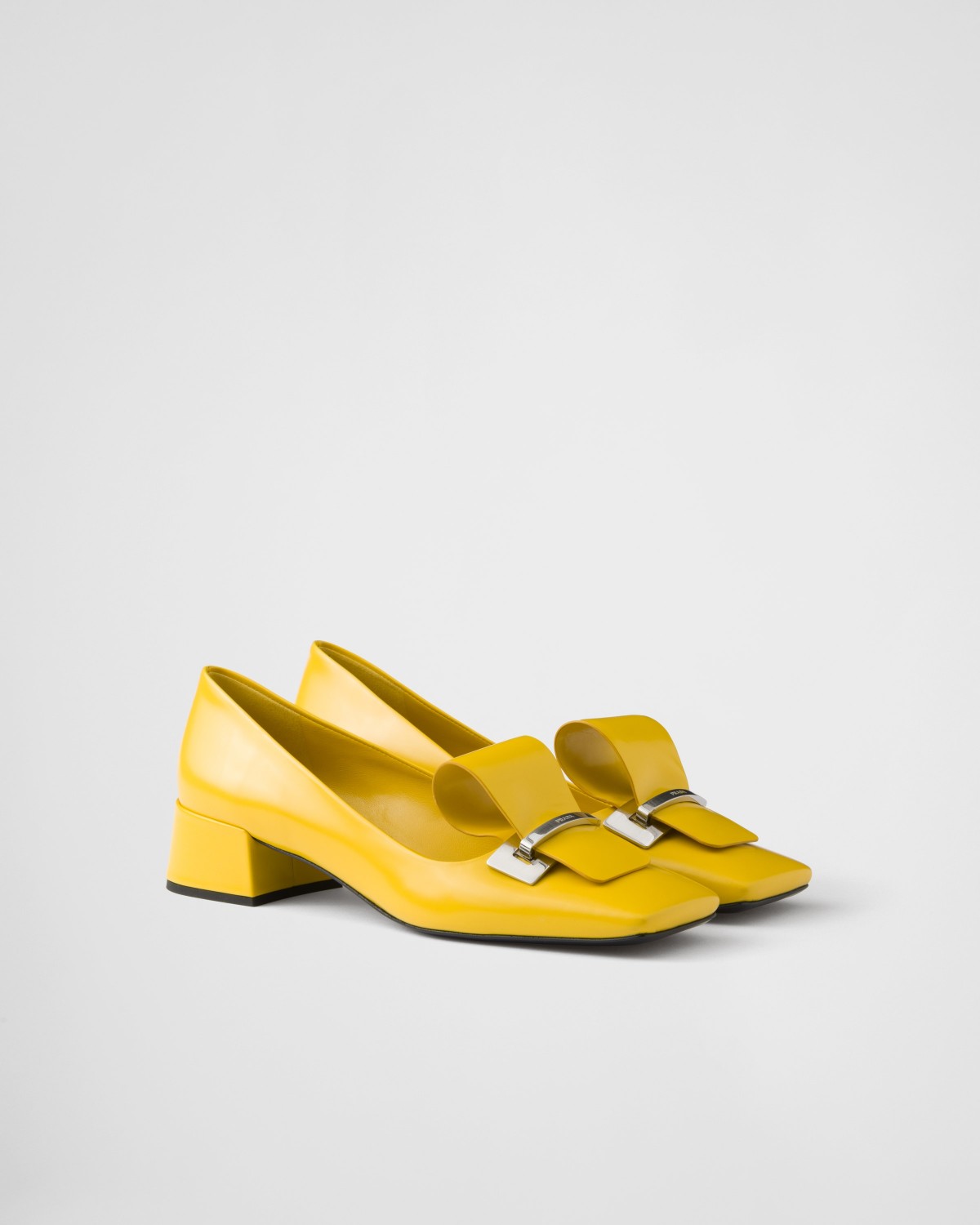 Prada Brushed Leather Pumps Sunny Yellow