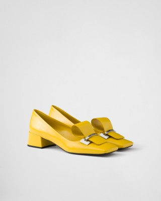 Prada Brushed Leather Pumps Sunny Yellow