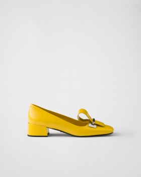 Prada Brushed Leather Pumps Sunny Yellow