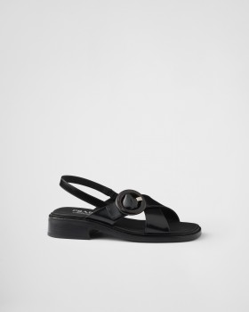 Prada Brushed Leather Sandals With Buckle Black