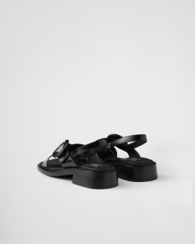 Prada Brushed Leather Sandals With Buckle Black