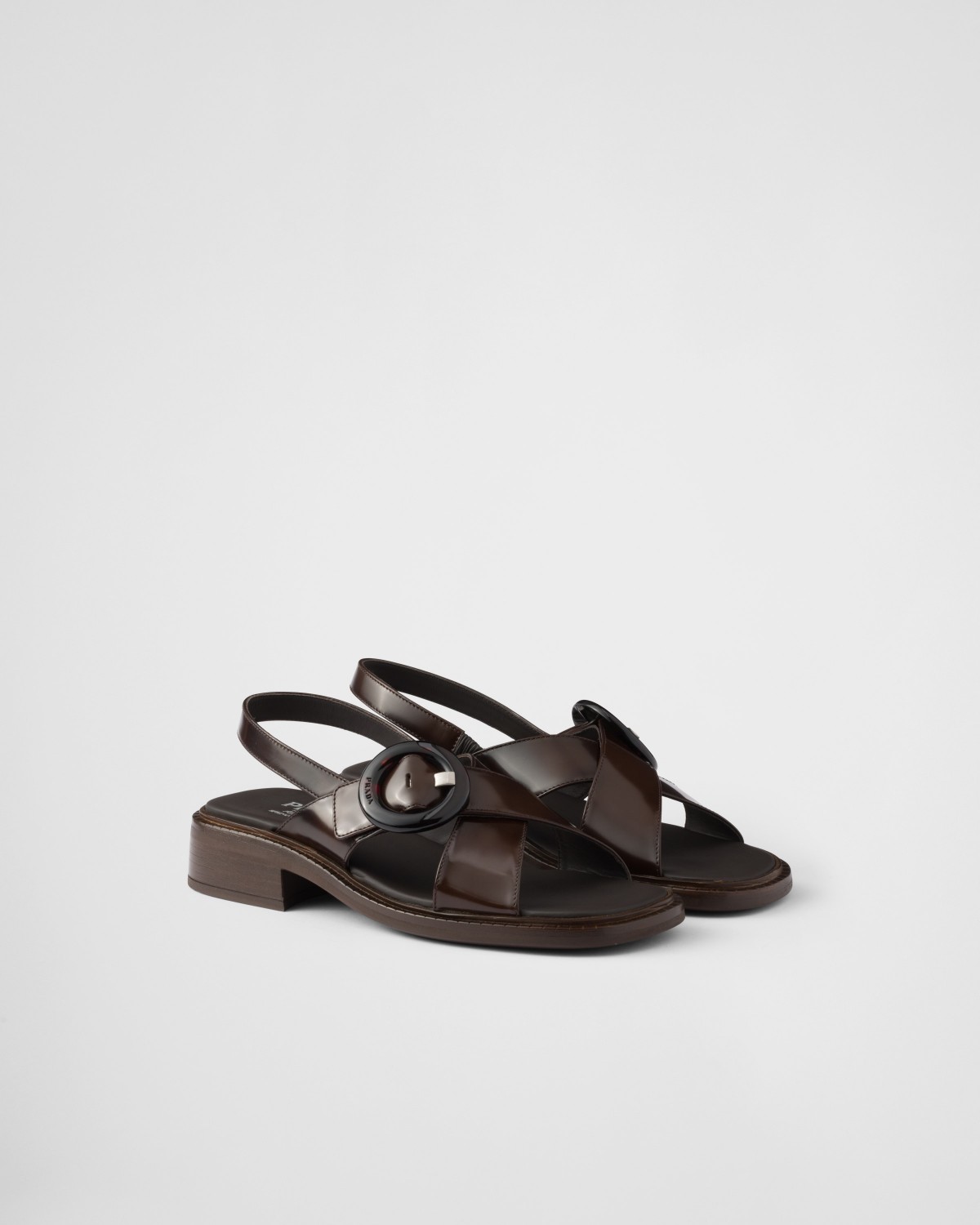 Prada Brushed Leather Sandals With Buckle Sienna